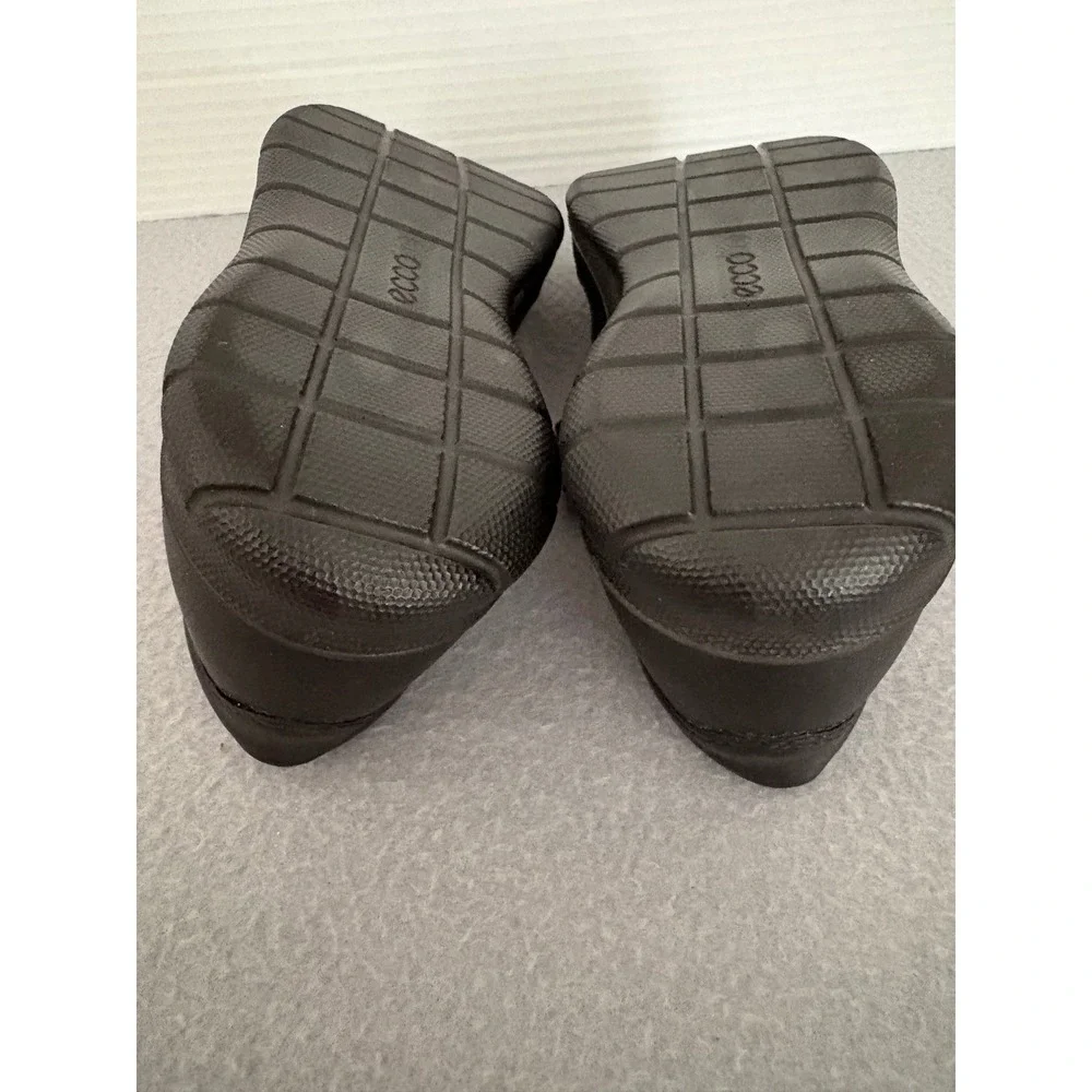 ECCO Womens Mary Jane Flats Leather EU 38 US 7-7.5 Black Hook Loop Comfort Shoe